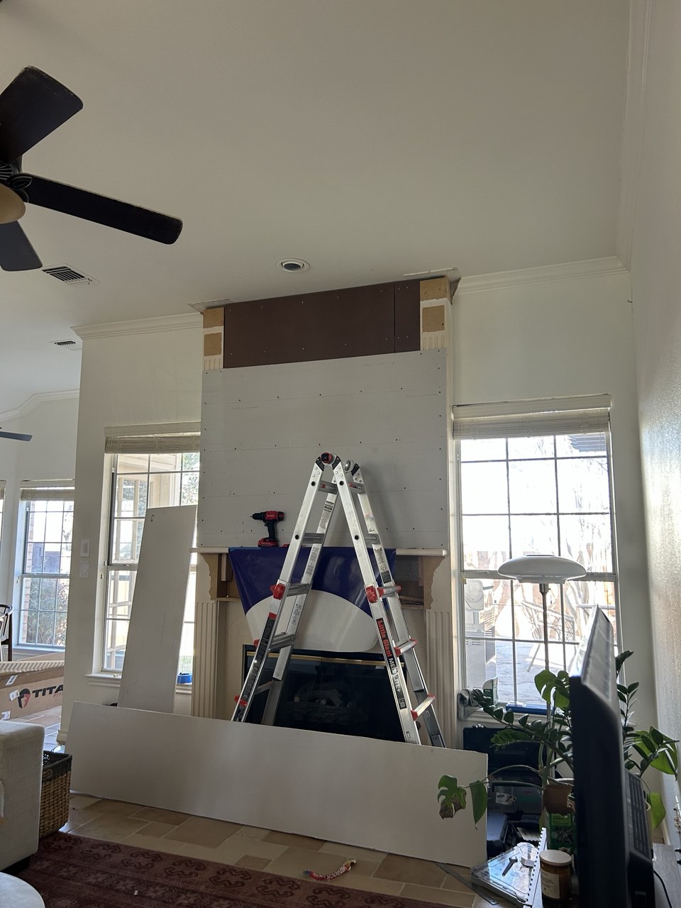 Drywall sheets going up